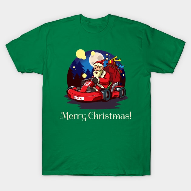 Go Kart Santa Merry Christmas T-Shirt by Design Seventytwo